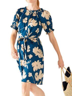NWT Mersea Ibiza Dress blue floral size S small La Fleur navy off shoulder